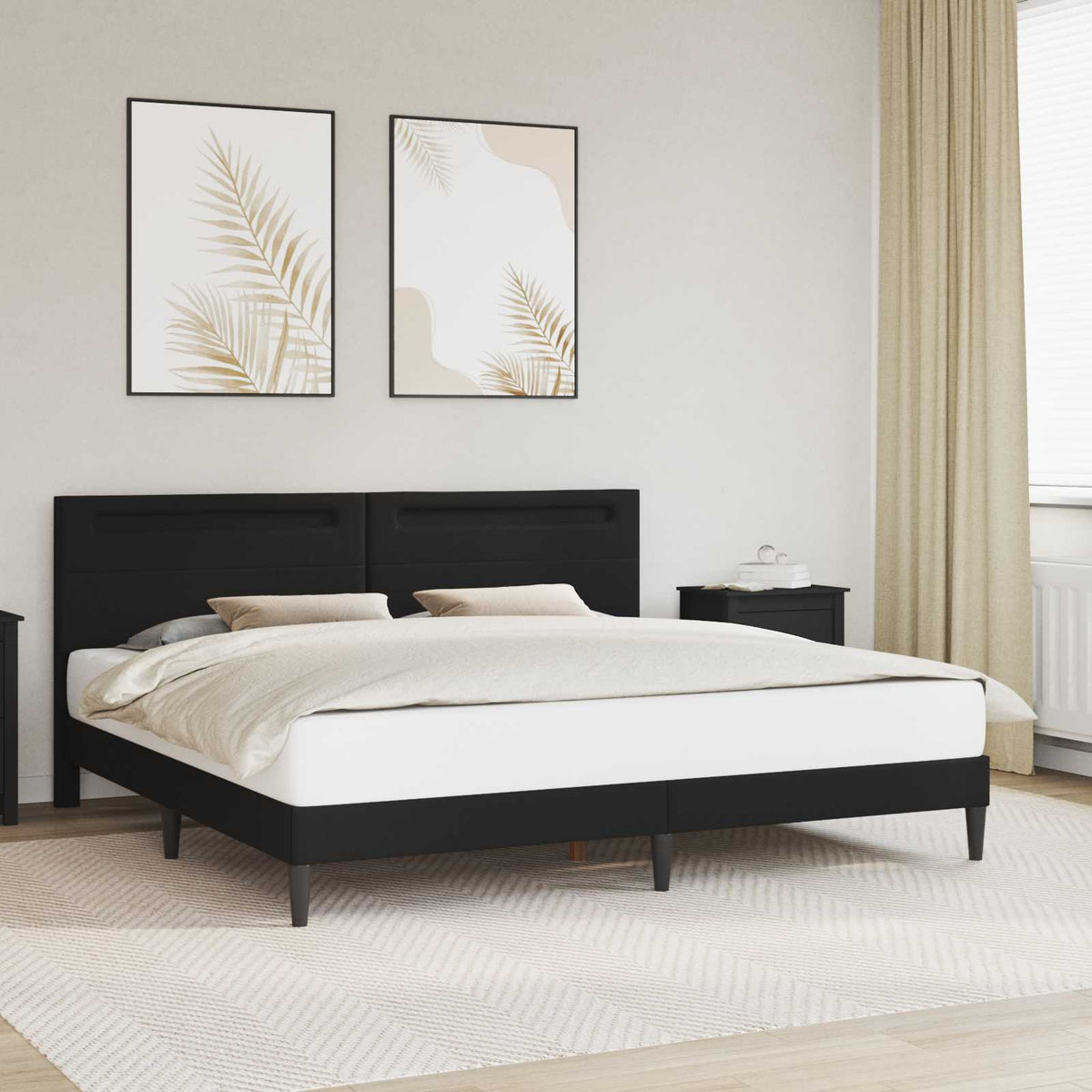 Vidaxl bedframe met led-stripverlichting zwart 180 x 200 cm kunstleer