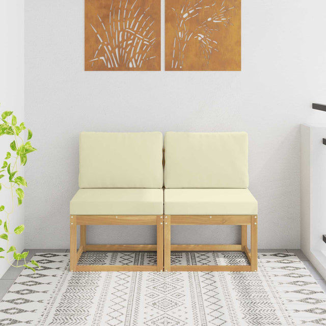 Vidaxl 2 st buiten midden sofa massief acaciahout wit