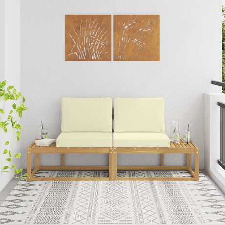 Vidaxl buiten eind sofa met kussen 2 stuk wit massief acaciahout