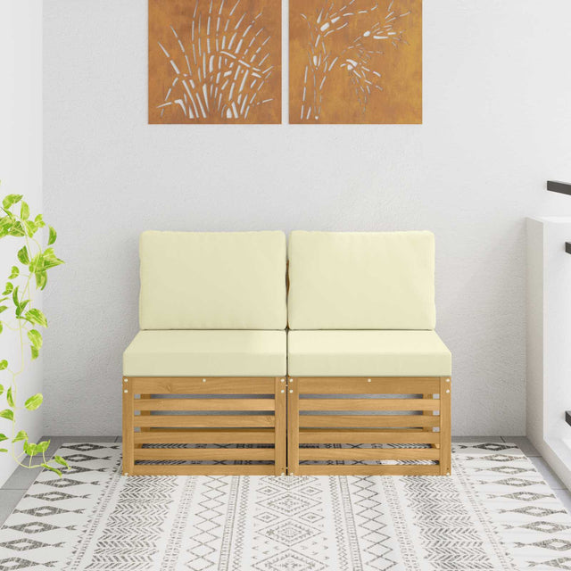Vidaxl 2 stuk buiten midden sofa massief acaciahout wit