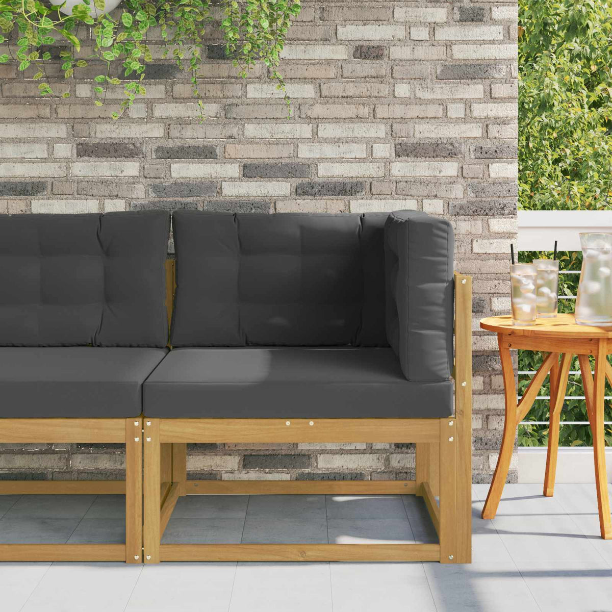 Vidaxl buiten hoek sofa polyester wit