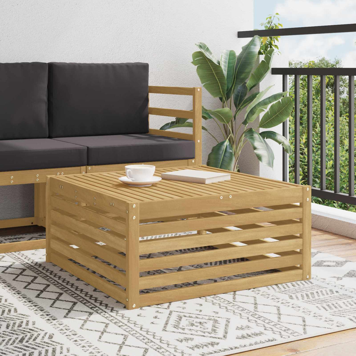 Vidaxl buiten tafel massief acaciahout wit 79 x 79 x 37 cm