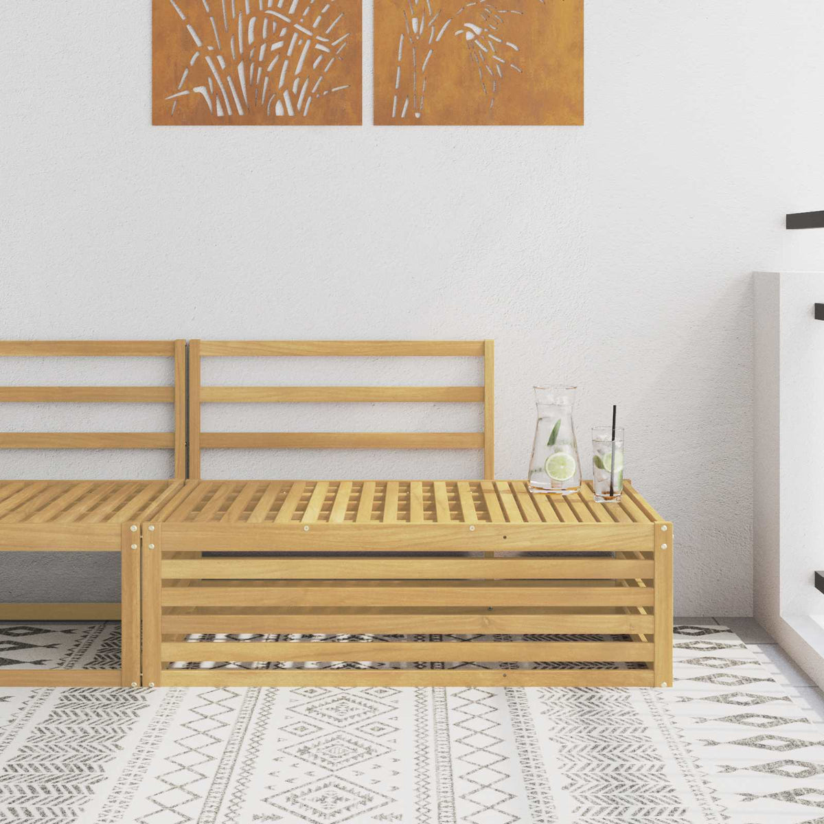 Vidaxl buiten eindbank wit 115 x 83 x 73 cm massief acaciahout