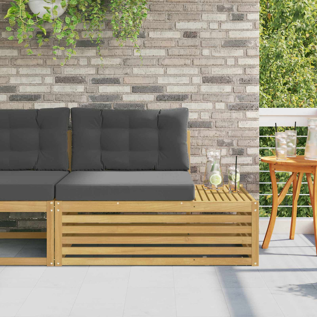 Vidaxl buiten eind sofa wit 115 x 83 x 73 cm massief acaciahout