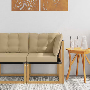 Vidaxl buiten hoek sofa massief acaciahout en textilene stof wit
