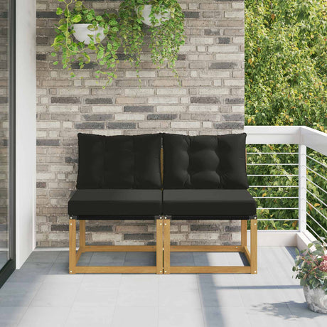 Vidaxl 2 st buiten midden sofa massief acaciahout en textilene stof