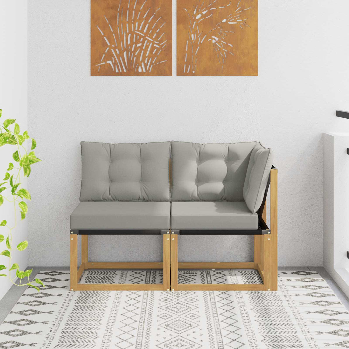 Vidaxl 2 st outdoor midden- en hoeksalon wit