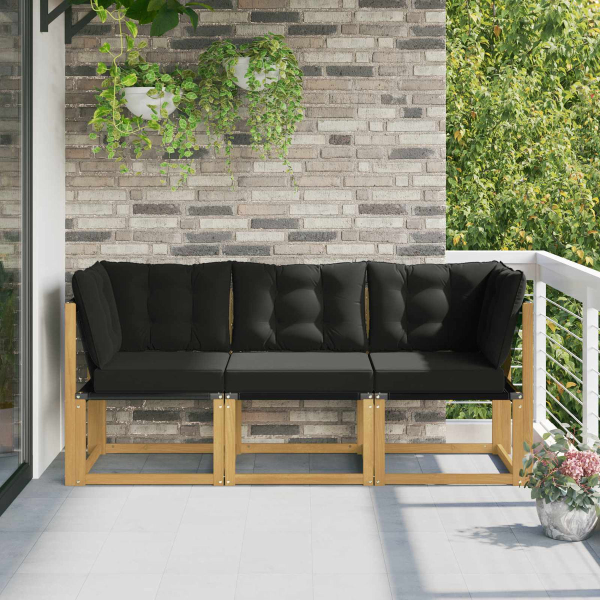 Vidaxl 3 st outdoor midden- en hoeksalon wit