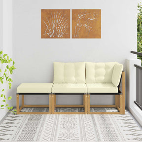 Vidaxl 3 st sectie sofa eenheden massief acaciahout en textilene stof