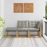Vidaxl 3 st sectie sofa eenheden massief acaciahout en textilene stof