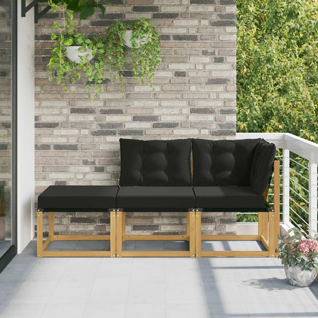 Vidaxl 3 st sectie sofa eenheden massief acaciahout en textilene stof