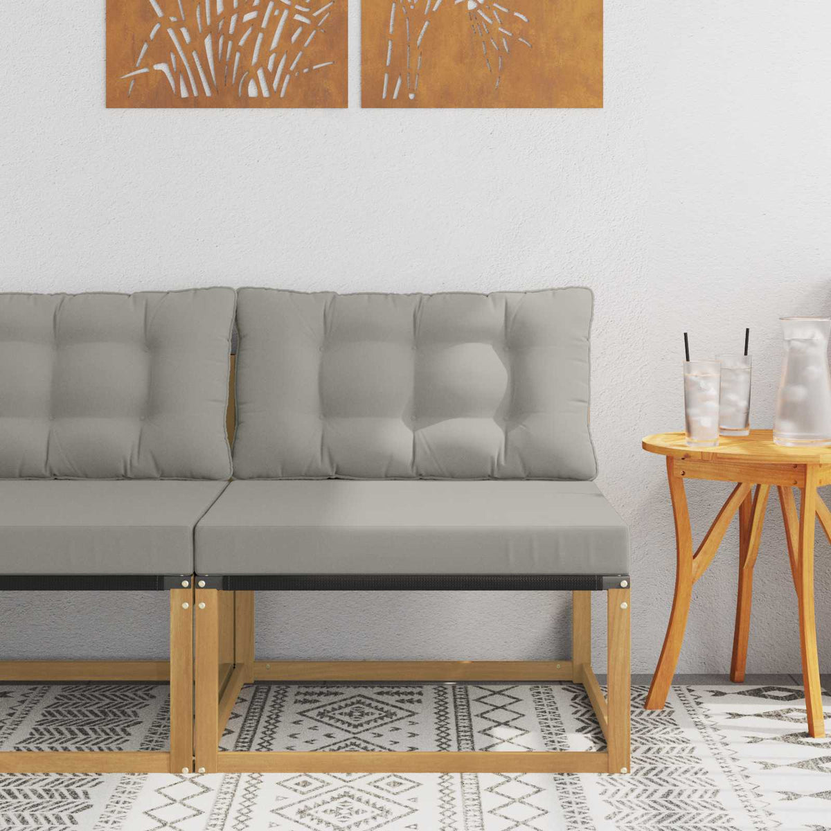 Vidaxl buiten midden sofa met kussen wit 79 x 83 x 73 cm staal