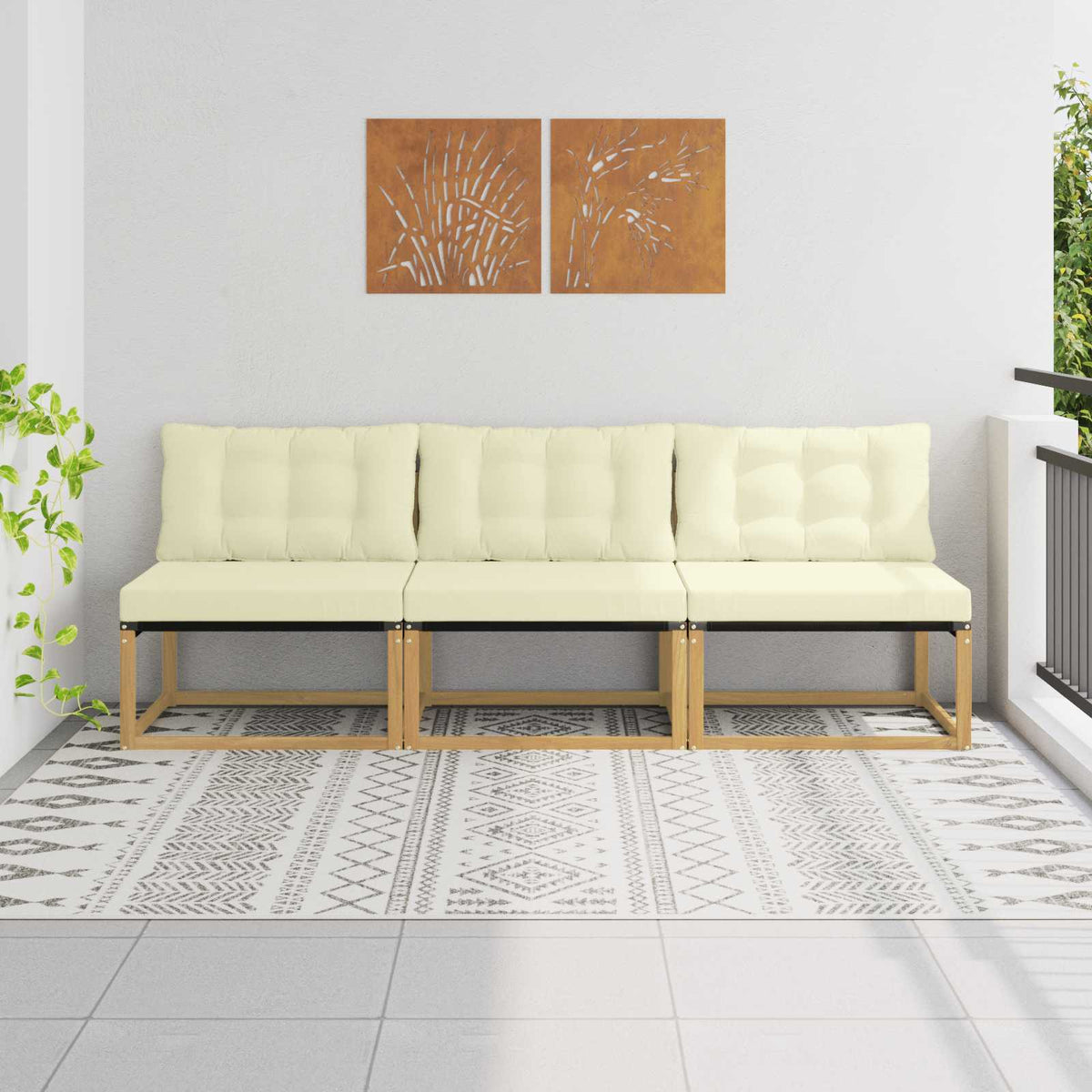 Vidaxl buiten midden sofa massief acaciahout wit