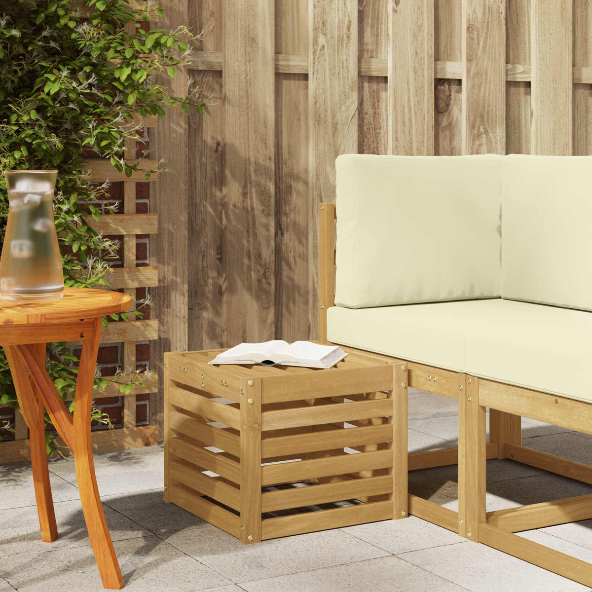 Vidaxl buiten bankenset wit 35 x 38 x 37 cm massief acaciahout