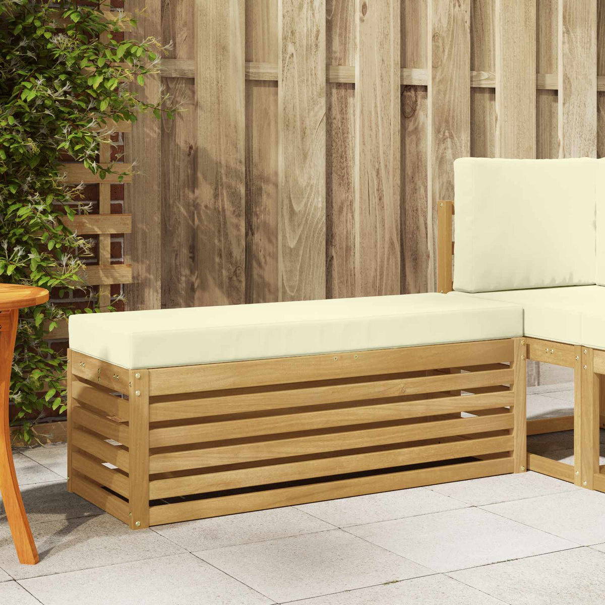 Vidaxl buiten bankenset wit en crèmekleurig 115 x 43 x 45 cm