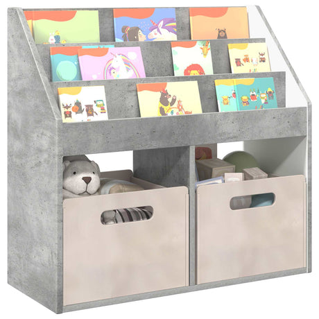 Vidaxl kinderen boekenkast met opslag beton grijs 72,5 x 29,5 x 69 cm