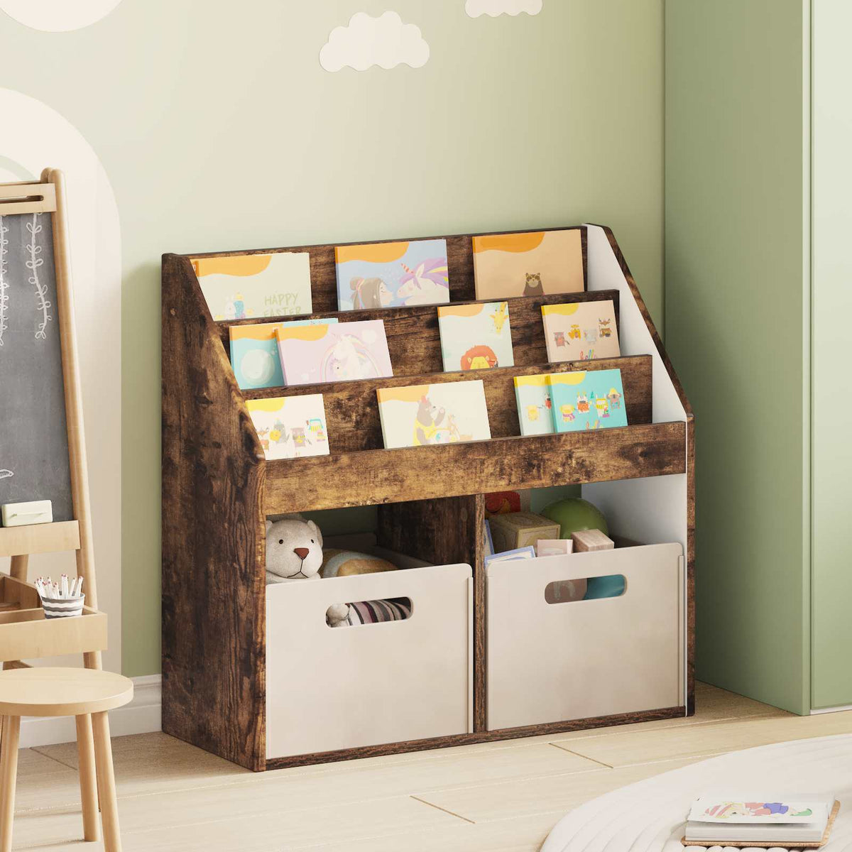 Vidaxl kinderen boekenkast gerookt eiken 72,5 x 29,5 x 69 cm