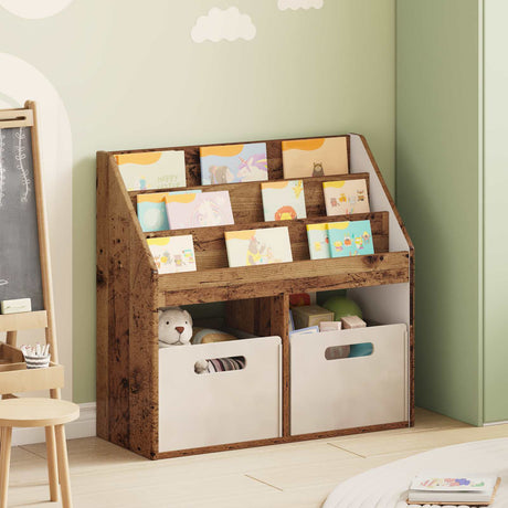 Vidaxl kinderen boekenkast oudhout 72,5 x 29,5 x 69 cm bewerkt hout