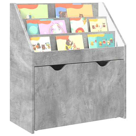 Vidaxl kinderen boekenkast beton grijs 60 x 29,5 x 69 cm bewerkt hout