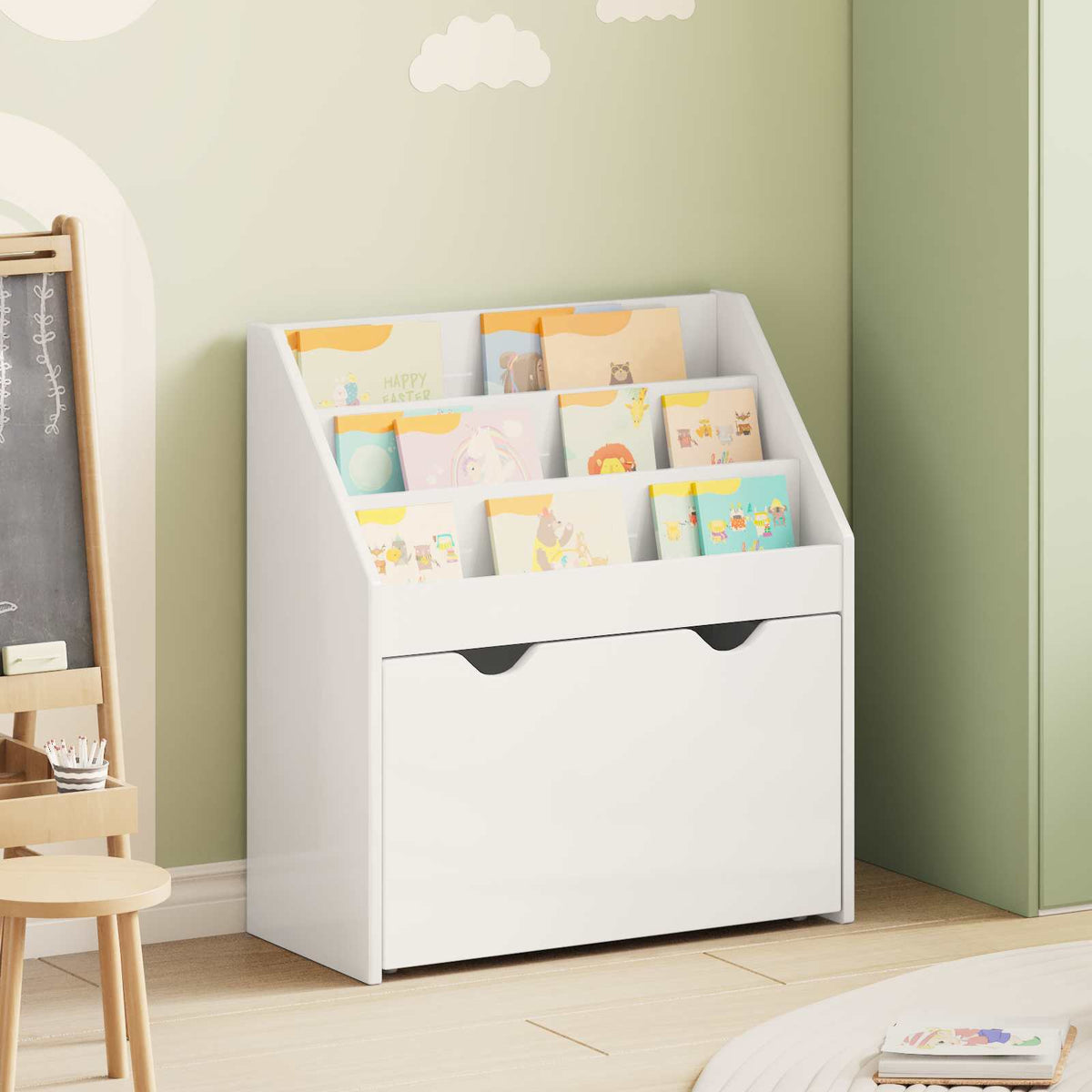 Vidaxl kinderen boekenkast met lade hoogglans wit 60 x 29,5 x 69 cm
