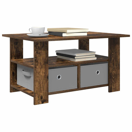 Vidaxl salontafel gerookt eiken 77 x 55 x 42 cm bewerkt hout