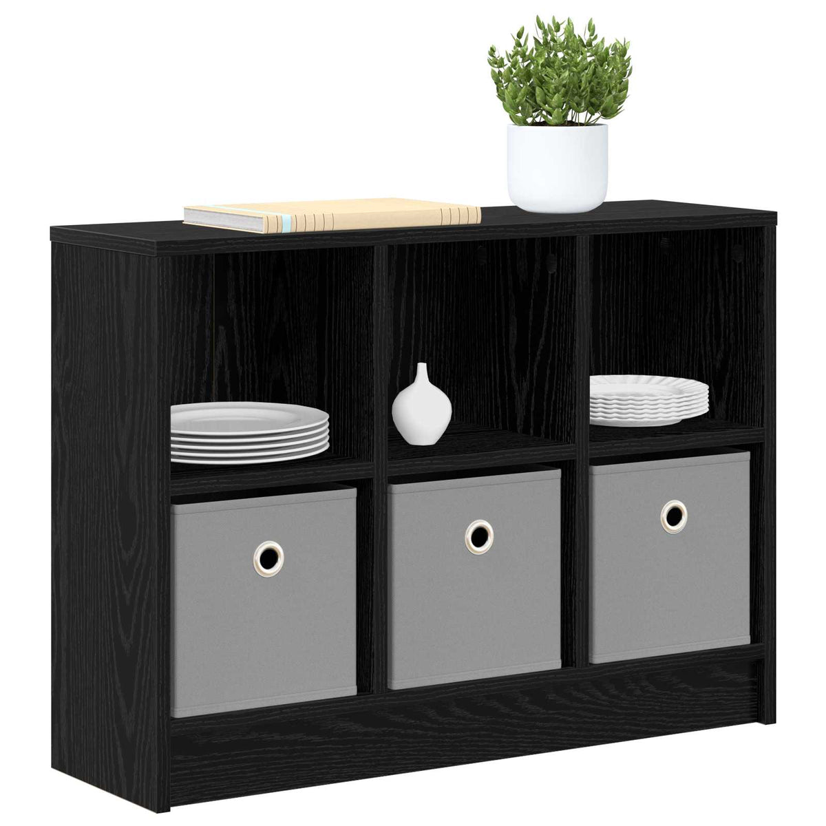 Vidaxl dressoir zwart eiken 73,5 x 22,5 x 53,5 cm