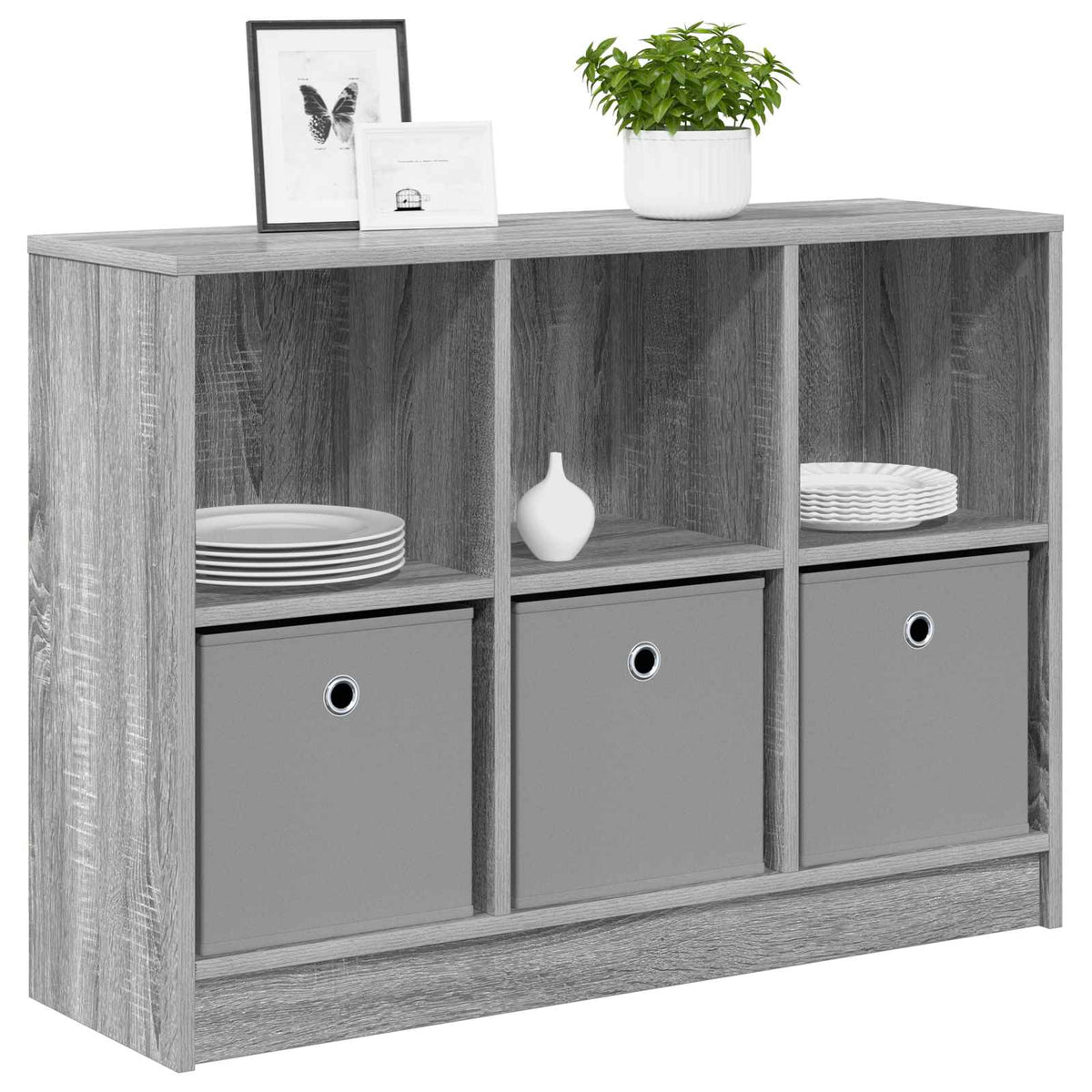 Vidaxl dressoir grijs sonoma 88,5 x 27,5 x 63,5 cm
