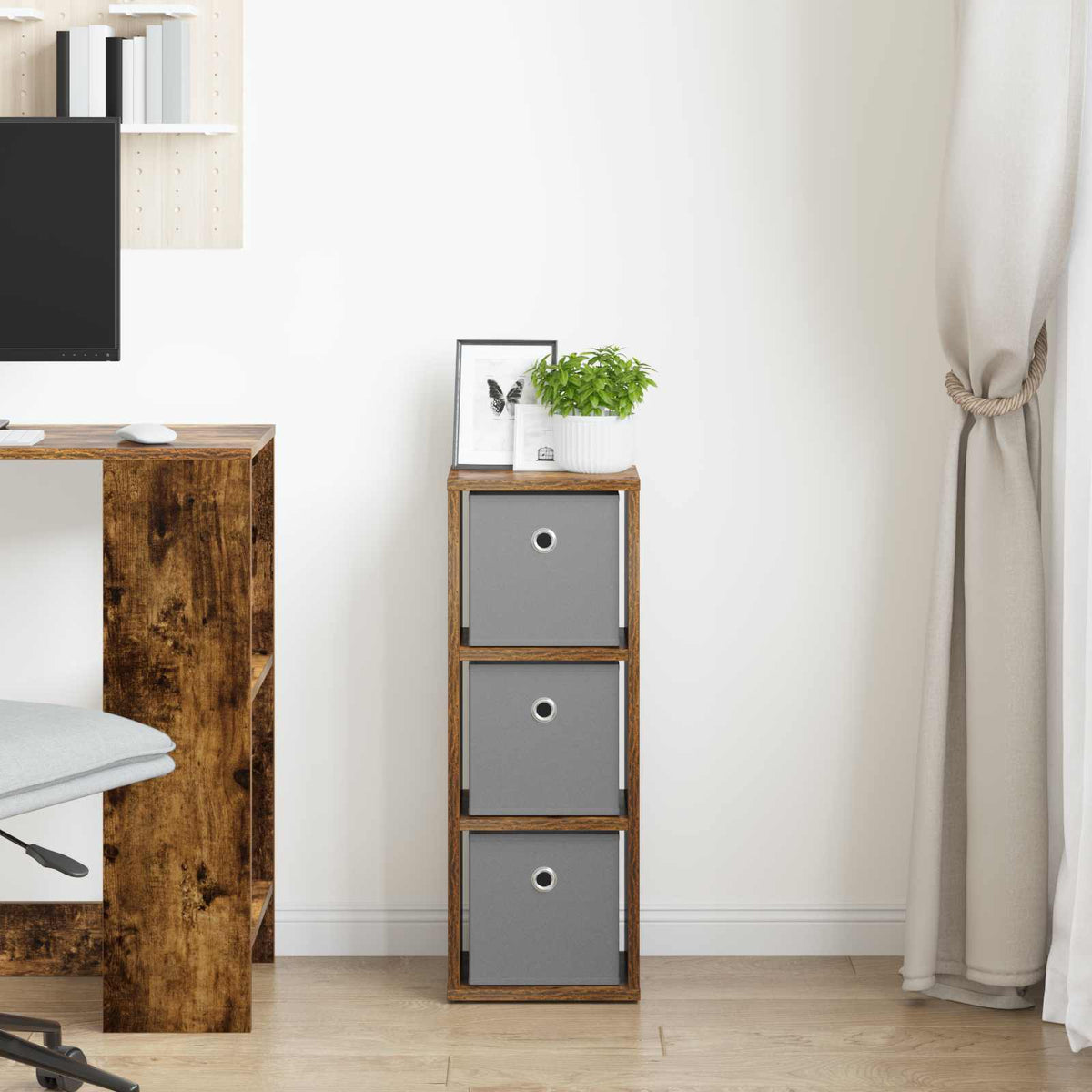 Vidaxl dressoir met lade gerookt eiken 25,5 x 22 x 69,5 cm