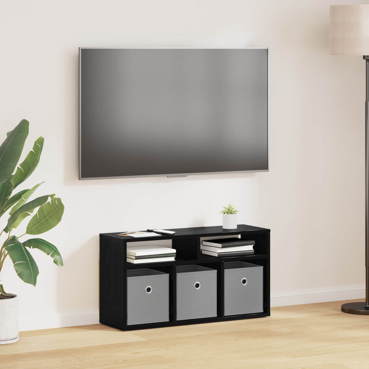 Vidaxl laagkast met lade zwart eiken 72 x 22,5 x 38 cm