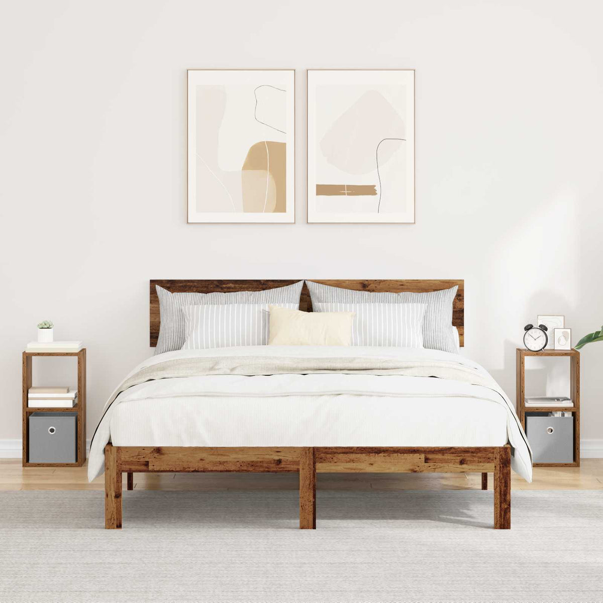 Vidaxl nachtkastje 2 st oudhout 25,5 x 22 x 49,5 cm bewerkt hout