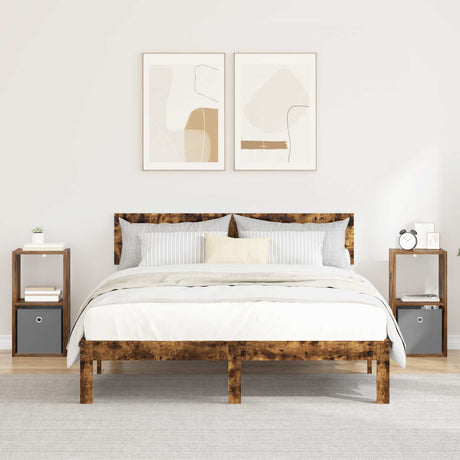 Vidaxl nachtkastje 2 st gerookt eiken 30,5 x 27 x 59,5 cm bewerkt hout