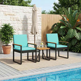 Vidaxl buitenmeubelset 3 st zwart en turquoise poly rattan