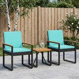 Vidaxl buitenmeubelset 3 st zwart en turquoise poly rattan