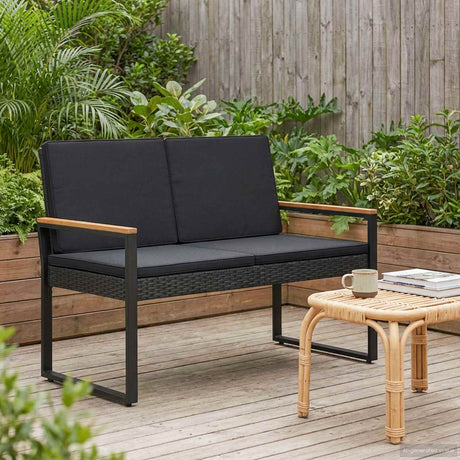 Vidaxl tuinbank 2 -seater 107 x 61 x 80 cm poly rattan zwart