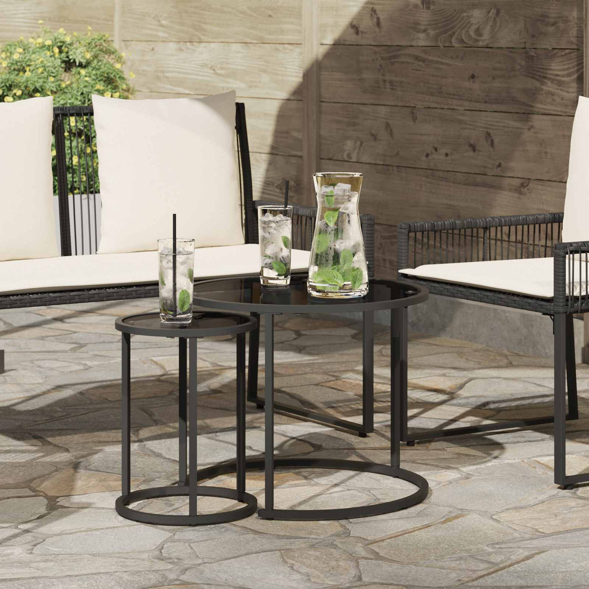 Vidaxl koffietafel set 2 st 55 x 55 x 45 cm staal