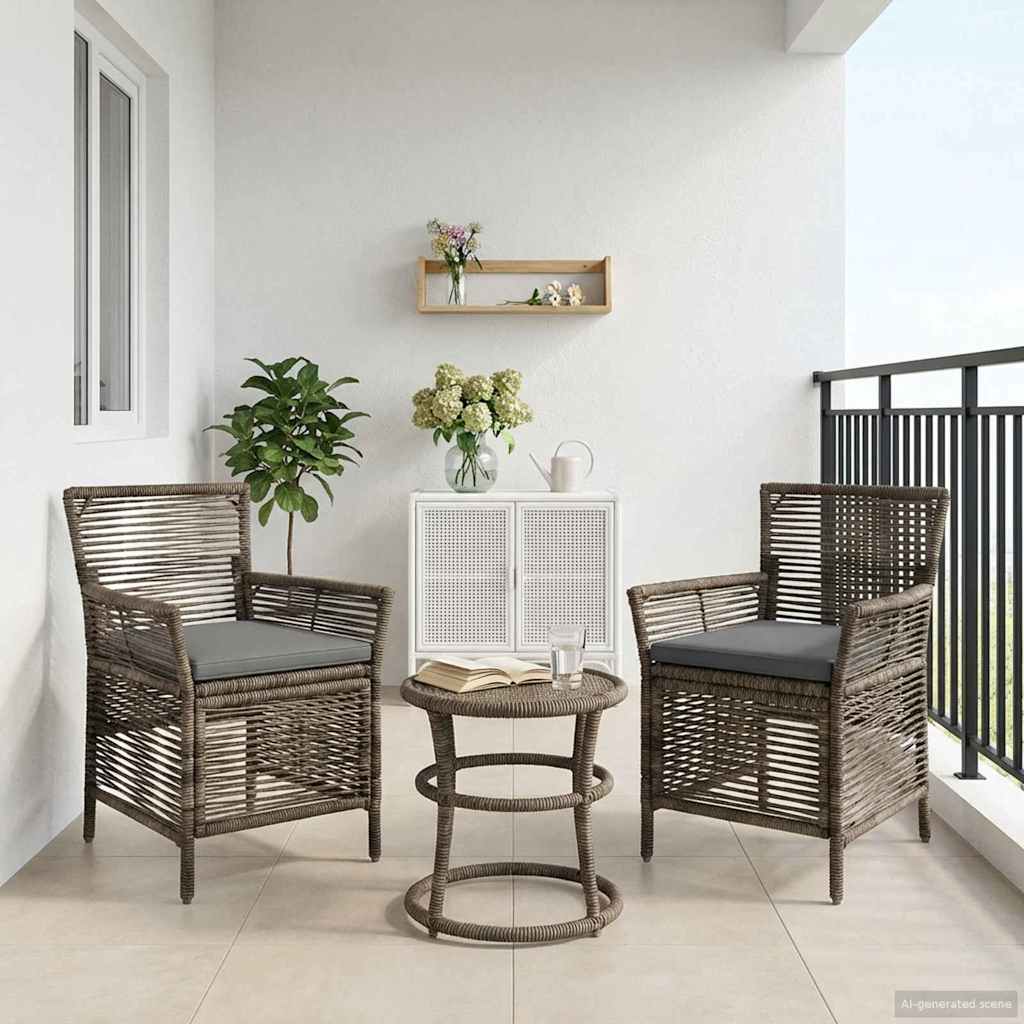 Vidaxl buitenstoel 2 st grijs en donkergrijs poly rattan