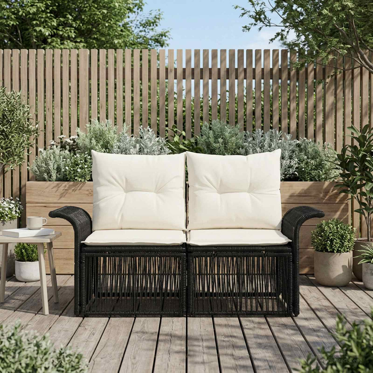 Vidaxl tuinbank 2-aantal zitplaatsen zwart poly rattan