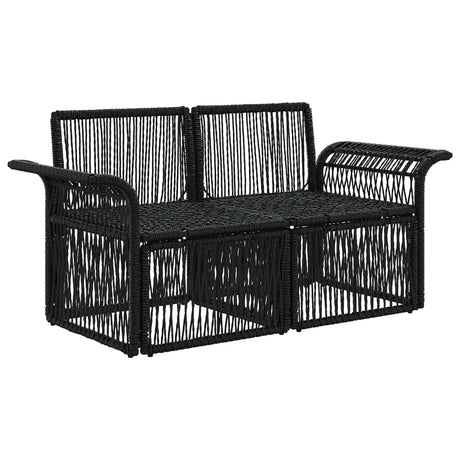 Vidaxl tuinbank 2-aantal zitplaatsen zwart poly rattan
