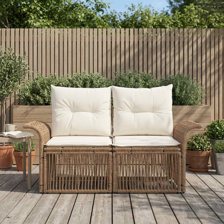 Vidaxl tuinbank 2-aantal zitplaatsen beige poly rattan