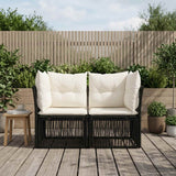 Vidaxl tuinbank 2-aantal zitplaatsen zwart poly rattan