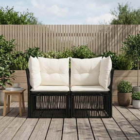 Vidaxl tuinbank 2-aantal zitplaatsen zwart poly rattan