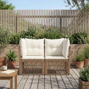 Vidaxl tuinbank 2-aantal zitplaatsen beige poly rattan