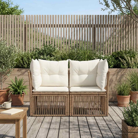 Vidaxl tuinbank 2-aantal zitplaatsen beige poly rattan