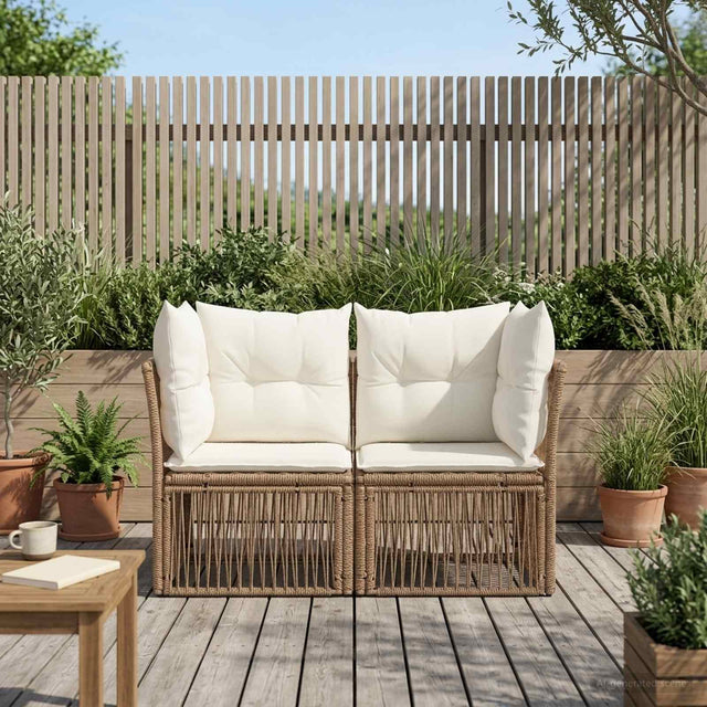 Vidaxl tuinbank 2-aantal zitplaatsen beige poly rattan