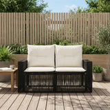 Vidaxl tuinbank 2-aantal zitplaatsen zwart poly rattan