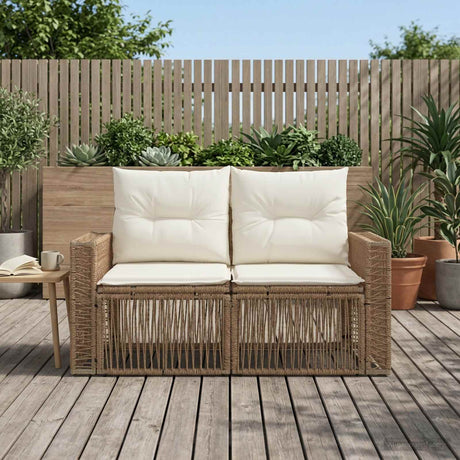 Vidaxl tuinbank 2-aantal zitplaatsen beige poly rattan