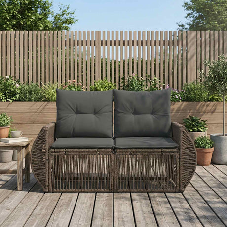 Vidaxl tuinbank 2-aantal zitplaatsen grijs poly rattan