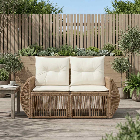 Vidaxl tuinbank 2-aantal zitplaatsen beige poly rattan