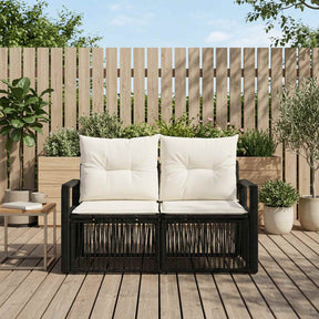 Vidaxl tuinbank 2-aantal zitplaatsen zwart poly rattan