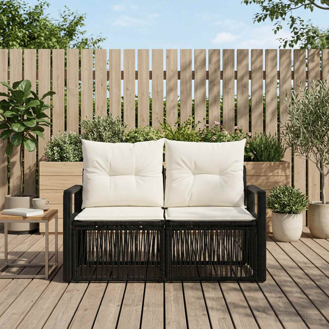 Vidaxl tuinbank 2-aantal zitplaatsen zwart poly rattan